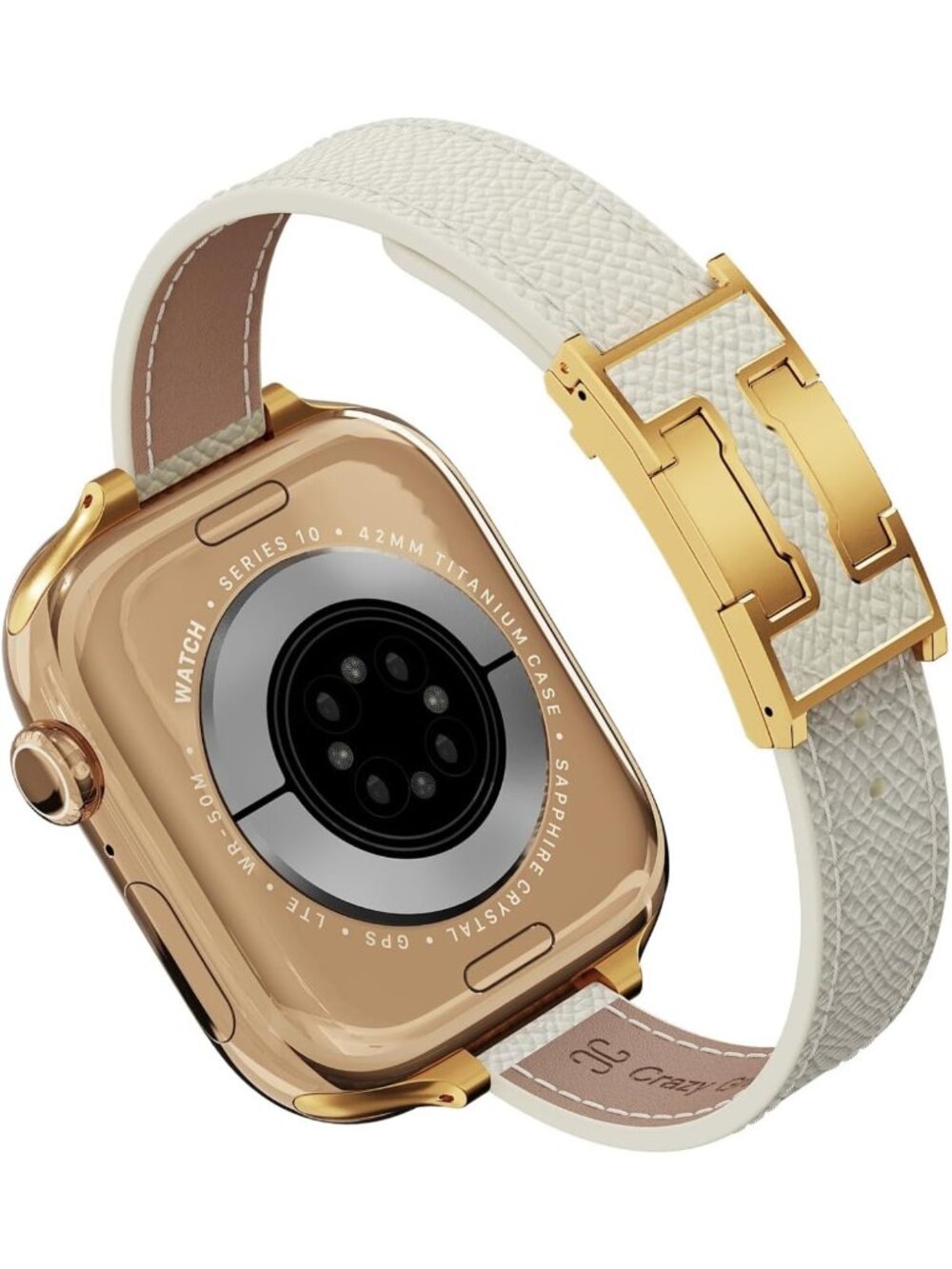 Sleek Slim Leather Band for Apple Watch | Stylish H Buckle Design, Adjustable